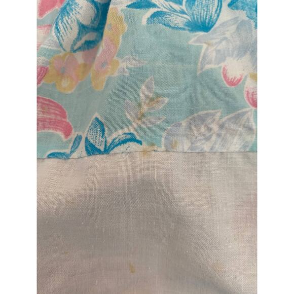 vintage button down housecoat blue floral - Picture 4 of 5